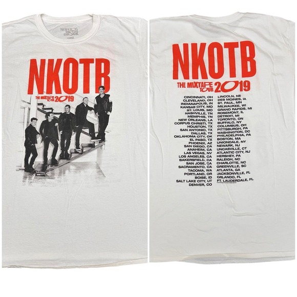 Other - NKOTB Mixtape Tour 2019 White T‎ Shirt Large New kids Tiffany Debbie Gibson